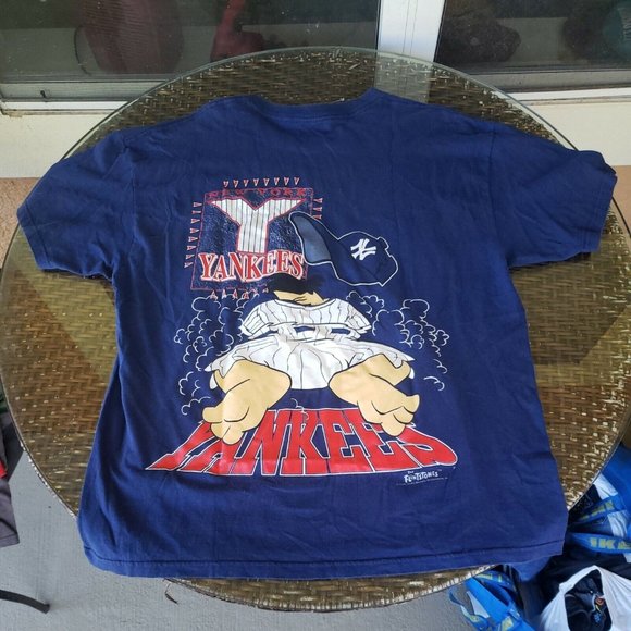 New York Yankees Vintage 1994 Flintstones Double Sided Print Shirt Size XL RARE - Picture 3 of 12